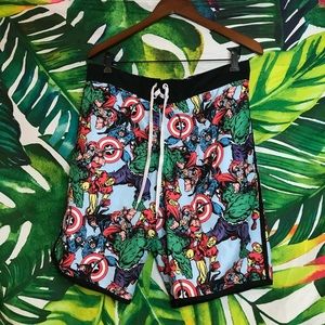 Marvel Comics Avengers Graphic Swim Trunk Shorts X-Small Black Marvel Comics Avengers Graphic Swim Trunk Shorts X-Small Black